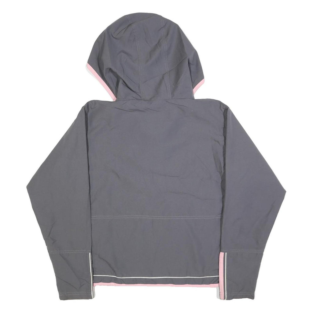 REEBOK Womens Grey & Pink Lightweight Zip Jacket UK 14 Polyester Blend Hooded