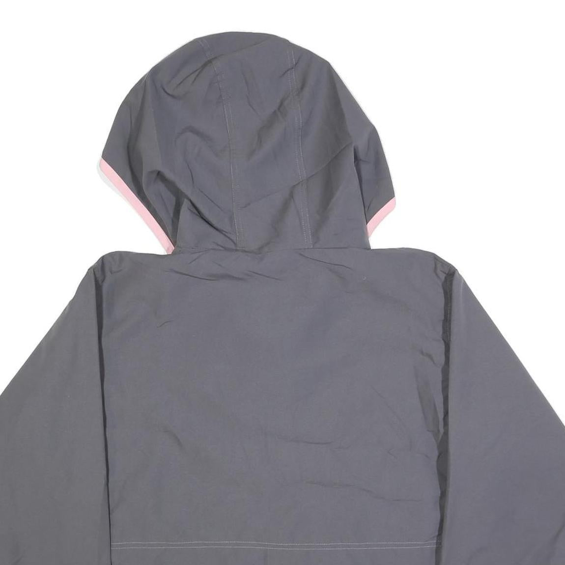 REEBOK Womens Grey & Pink Lightweight Zip Jacket UK 14 Polyester Blend Hooded