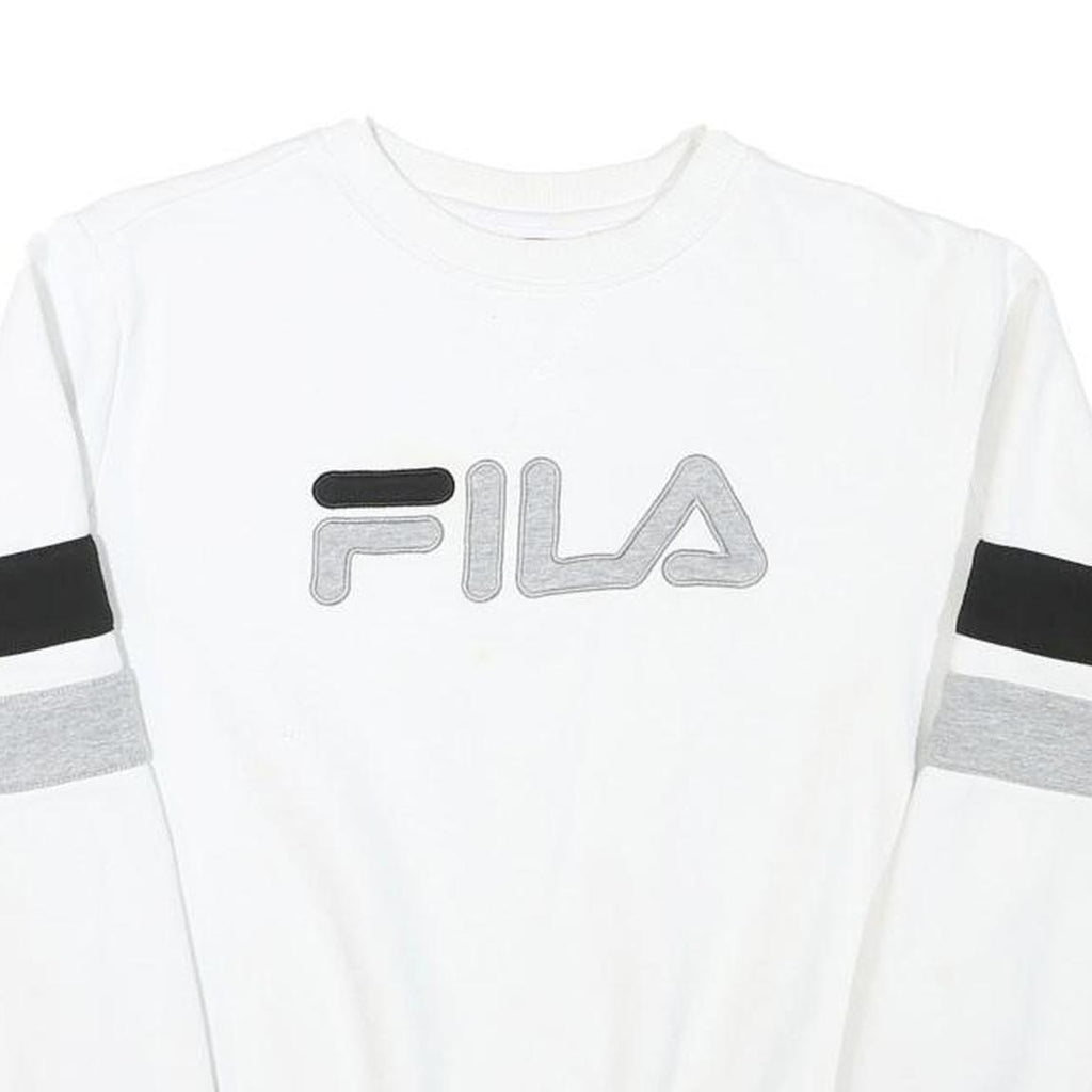 FILA Mens White & Black Sweatshirt Crew Neck XS Cotton Blend Casual Pullover