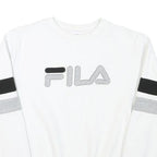 FILA Mens White & Black Sweatshirt Crew Neck XS Cotton Blend Casual Pullover