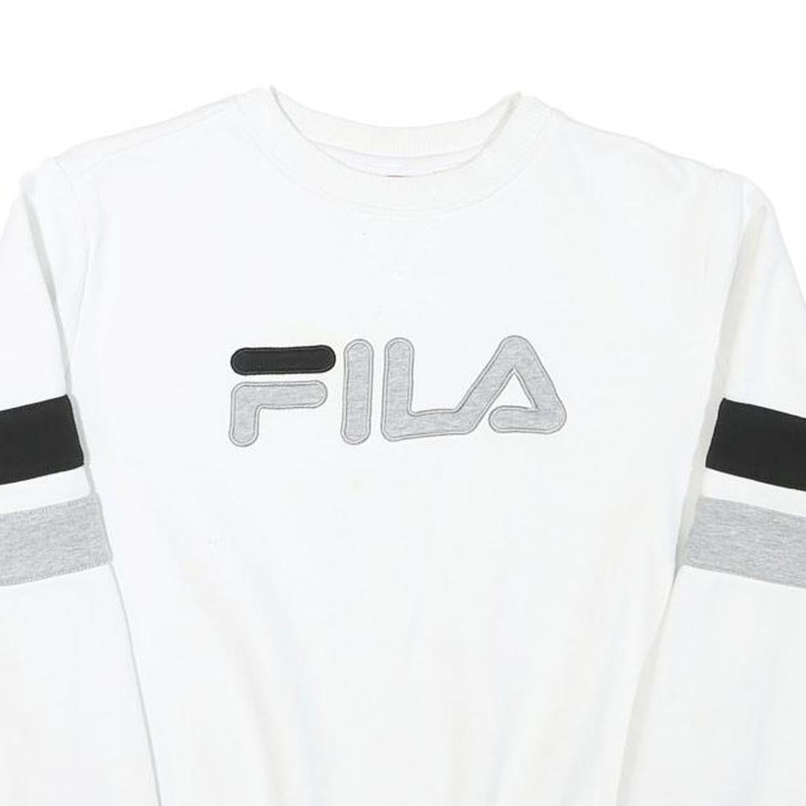 FILA Mens White & Black Sweatshirt Crew Neck XS Cotton Blend Casual Pullover
