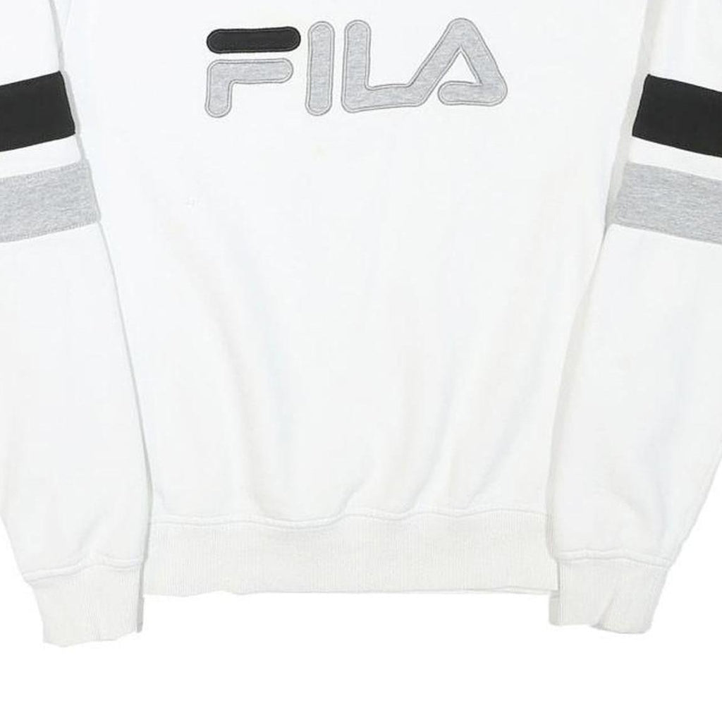 FILA Mens White & Black Sweatshirt Crew Neck XS Cotton Blend Casual Pullover