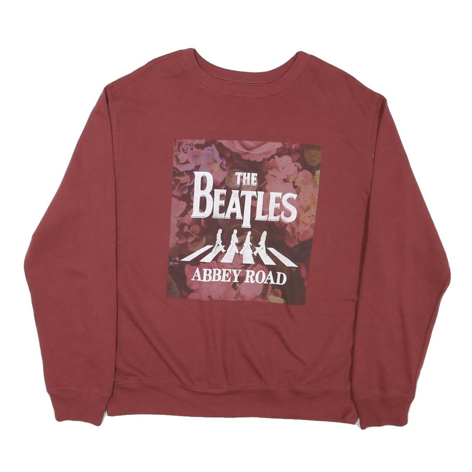 THE BEATLES Womens Red Abbey Road Crew Neck XL Sweatshirt Cotton Blend Pullover