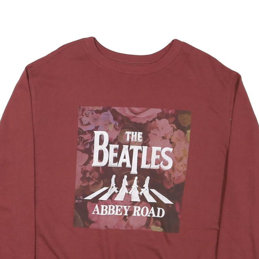 THE BEATLES Womens Red Abbey Road Crew Neck XL Sweatshirt Cotton Blend Pullover