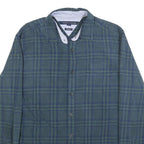 TOMMY HILFIGER Mens Blue Green Checked Shirt M Cotton Long Sleeve Casual