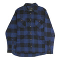 JACHS Mens Blue & Black Check Shirt L Long Sleeve Cotton Classic Fit Casual