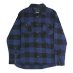 JACHS Mens Blue & Black Check Shirt L Long Sleeve Cotton Classic Fit Casual