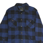 JACHS Mens Blue & Black Check Shirt L Long Sleeve Cotton Classic Fit Casual