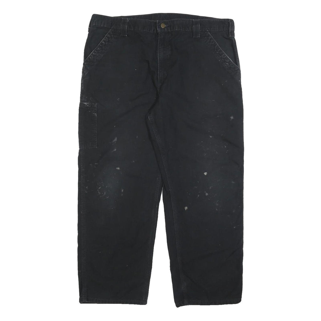 CARHARTT Mens Cotton Blend Black Relaxed Straight Trousers W40 L29 Workwear