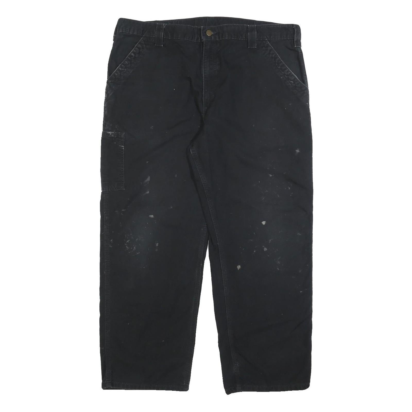 CARHARTT Mens Cotton Blend Black Relaxed Straight Trousers W40 L29 Workwear