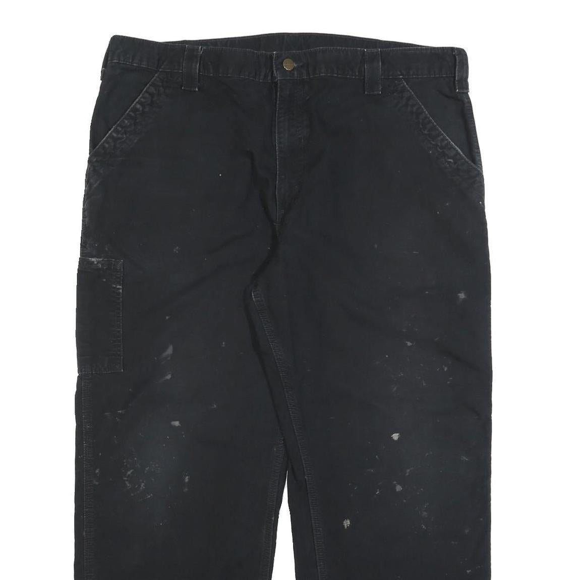 CARHARTT Mens Cotton Blend Black Relaxed Straight Trousers W40 L29 Workwear
