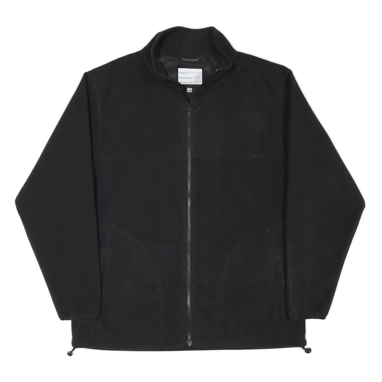 FASHION PROMO Mens Black Jacket L Polyester Blend Plain Zip Casual Outdoor