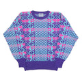 MEISTER Womens Purple Blue & Pink Patterned Wool Blend Jumper Crew Neck M