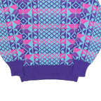 MEISTER Womens Purple Blue & Pink Patterned Wool Blend Jumper Crew Neck M