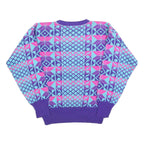 MEISTER Womens Purple Blue & Pink Patterned Wool Blend Jumper Crew Neck M