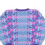 MEISTER Womens Purple Blue & Pink Patterned Wool Blend Jumper Crew Neck M