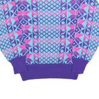 MEISTER Womens Purple Blue & Pink Patterned Wool Blend Jumper Crew Neck M