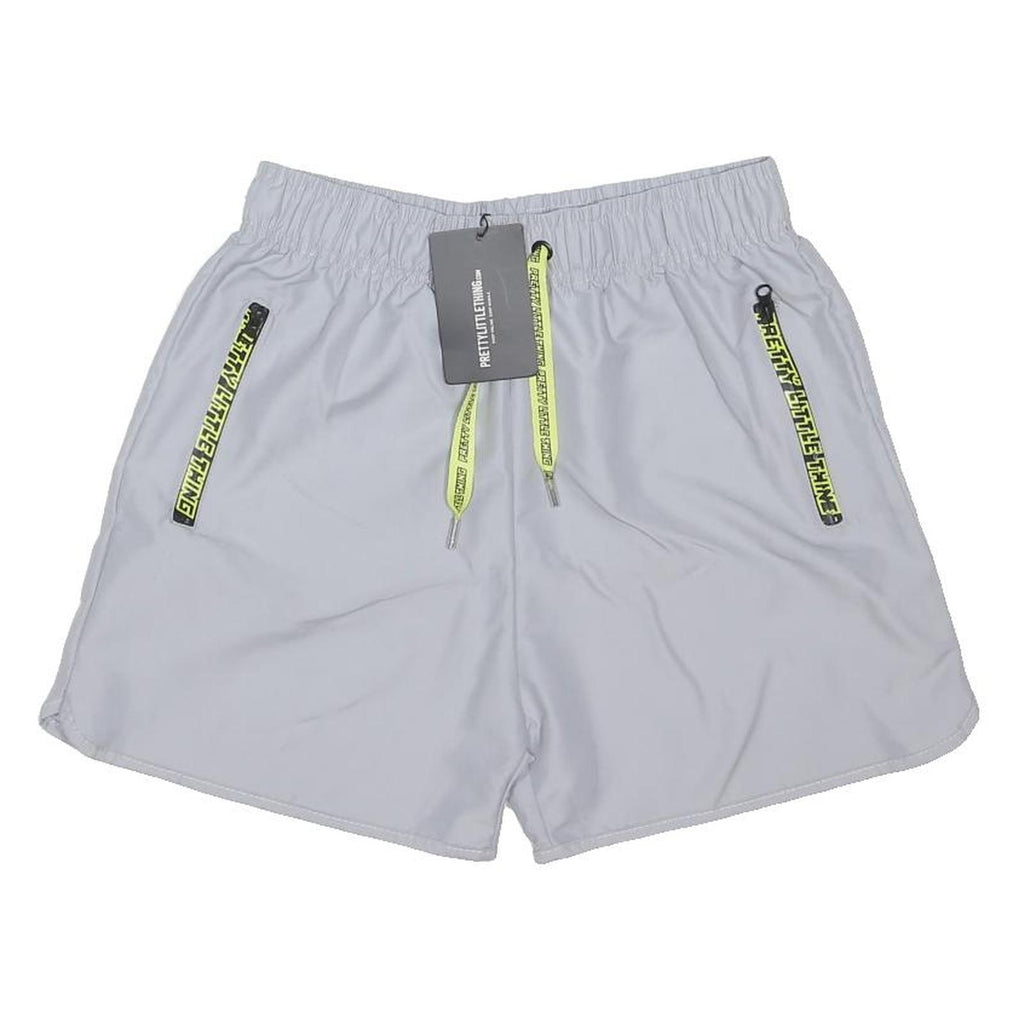 PRETTY LITTLE THING Womens Shorts White Casual UK 10 W28 Polyester Blend Zip