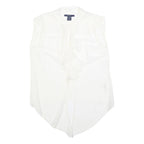 GANT Womens White Silk Blend Ruffle Sleeveless Top UK 14 Elegant Lightweight