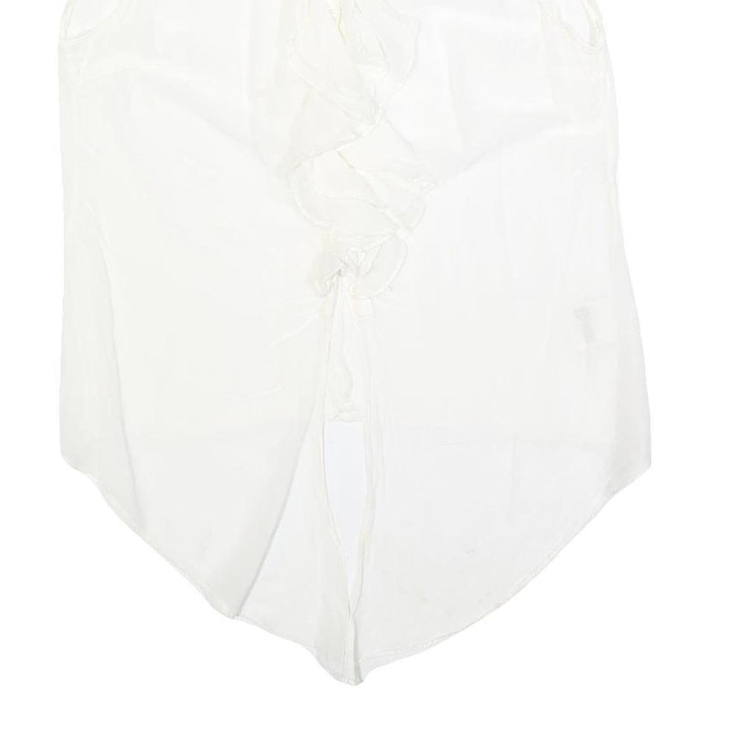 GANT Womens White Silk Blend Ruffle Sleeveless Top UK 14 Elegant Lightweight