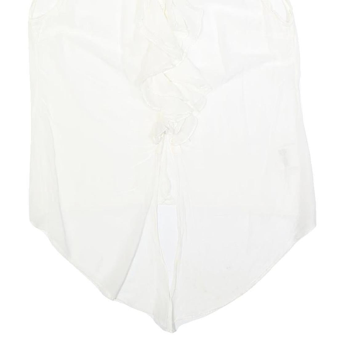 GANT Womens White Silk Blend Ruffle Sleeveless Top UK 14 Elegant Lightweight