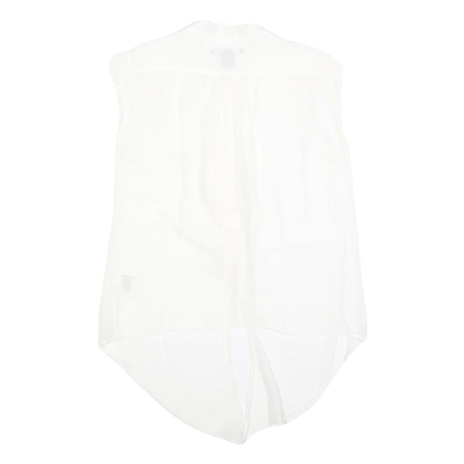 GANT Womens White Silk Blend Ruffle Sleeveless Top UK 14 Elegant Lightweight