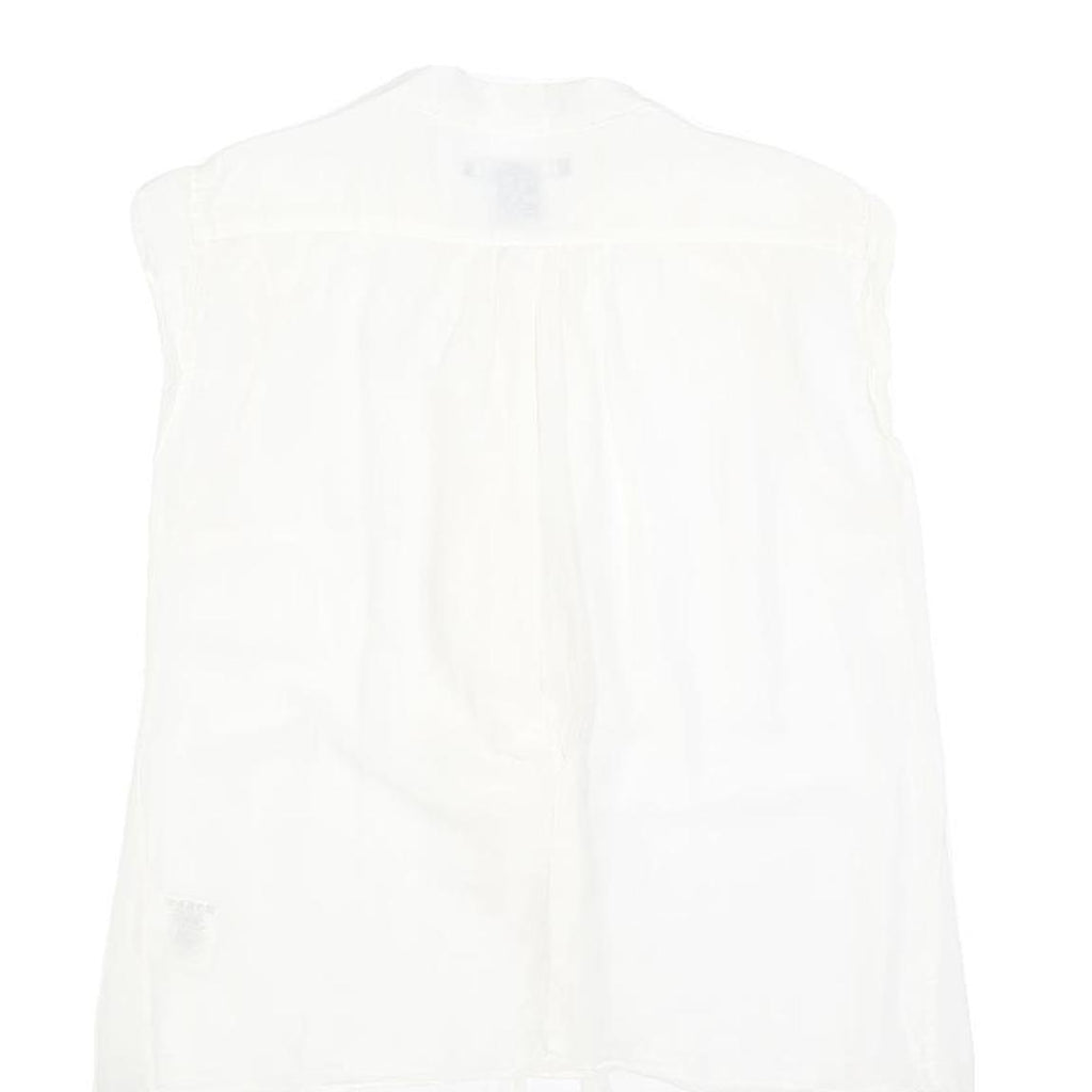 GANT Womens White Silk Blend Ruffle Sleeveless Top UK 14 Elegant Lightweight