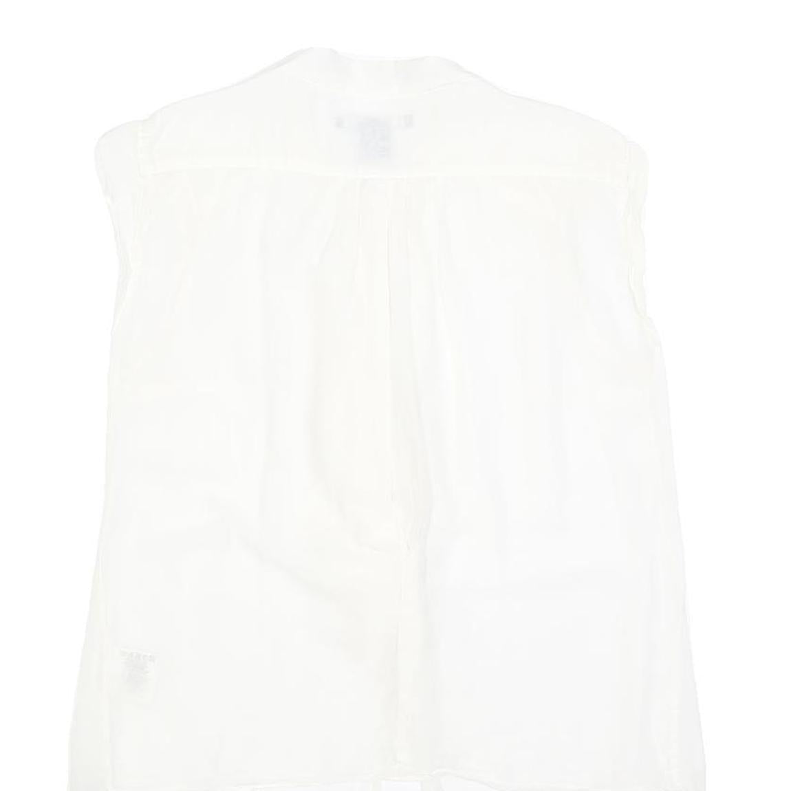 GANT Womens White Silk Blend Ruffle Sleeveless Top UK 14 Elegant Lightweight