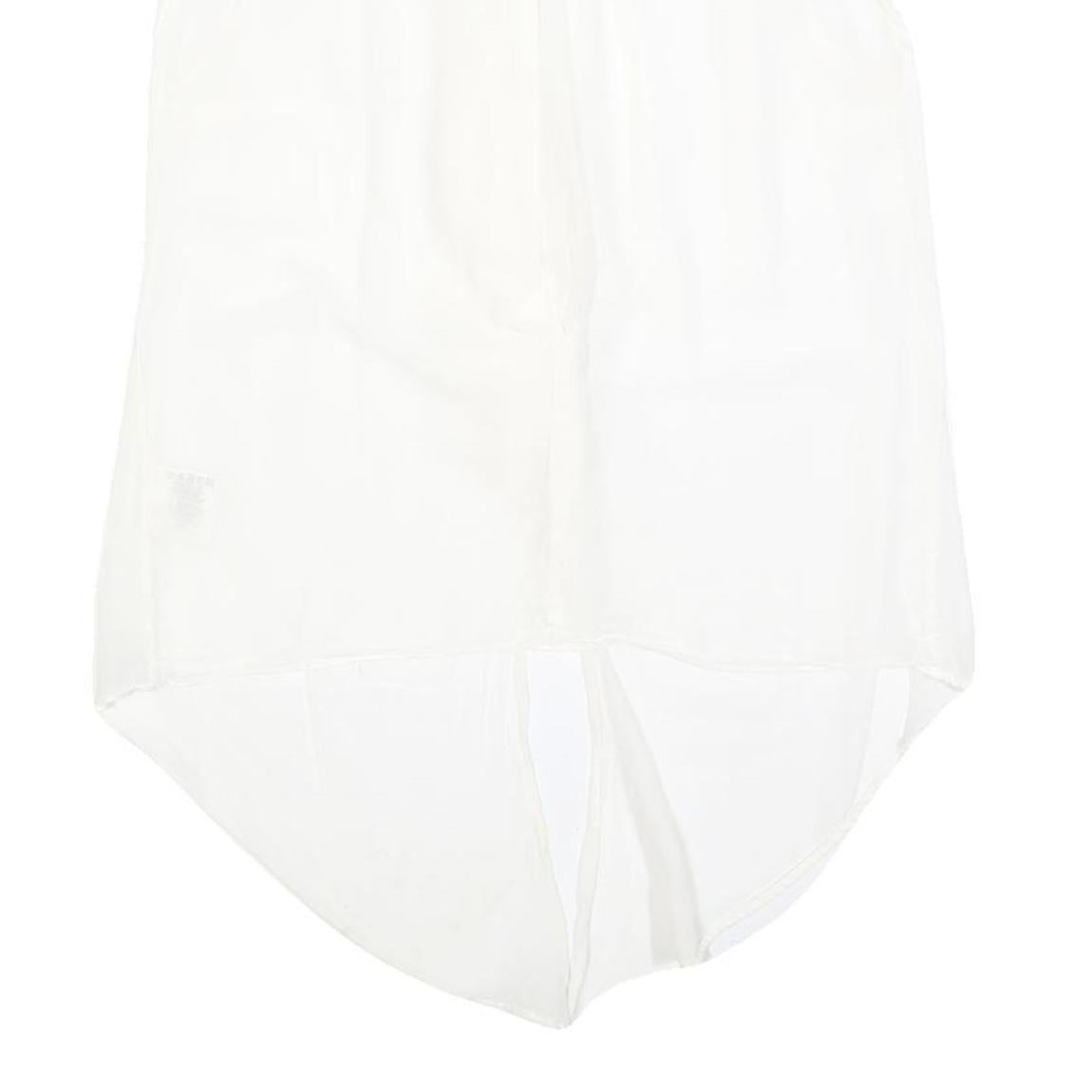 GANT Womens White Silk Blend Ruffle Sleeveless Top UK 14 Elegant Lightweight