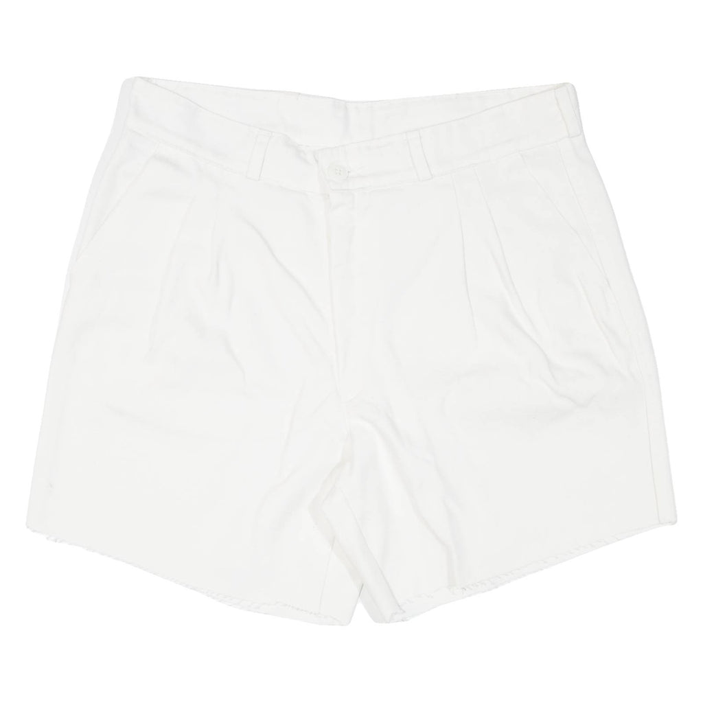 CEE-MEN Pleated Cut-Off Womens Casual Shorts White 90s M W31