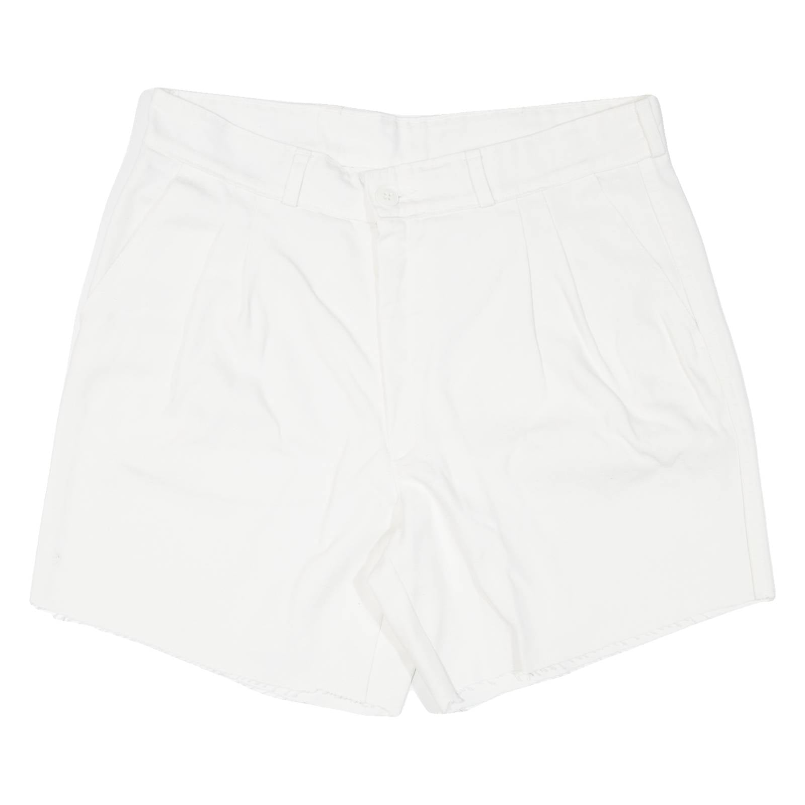 CEE-MEN Pleated Cut-Off Womens Casual Shorts White 90s M W31