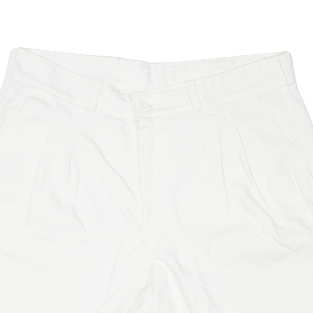 CEE-MEN Pleated Cut-Off Womens Casual Shorts White 90s M W31
