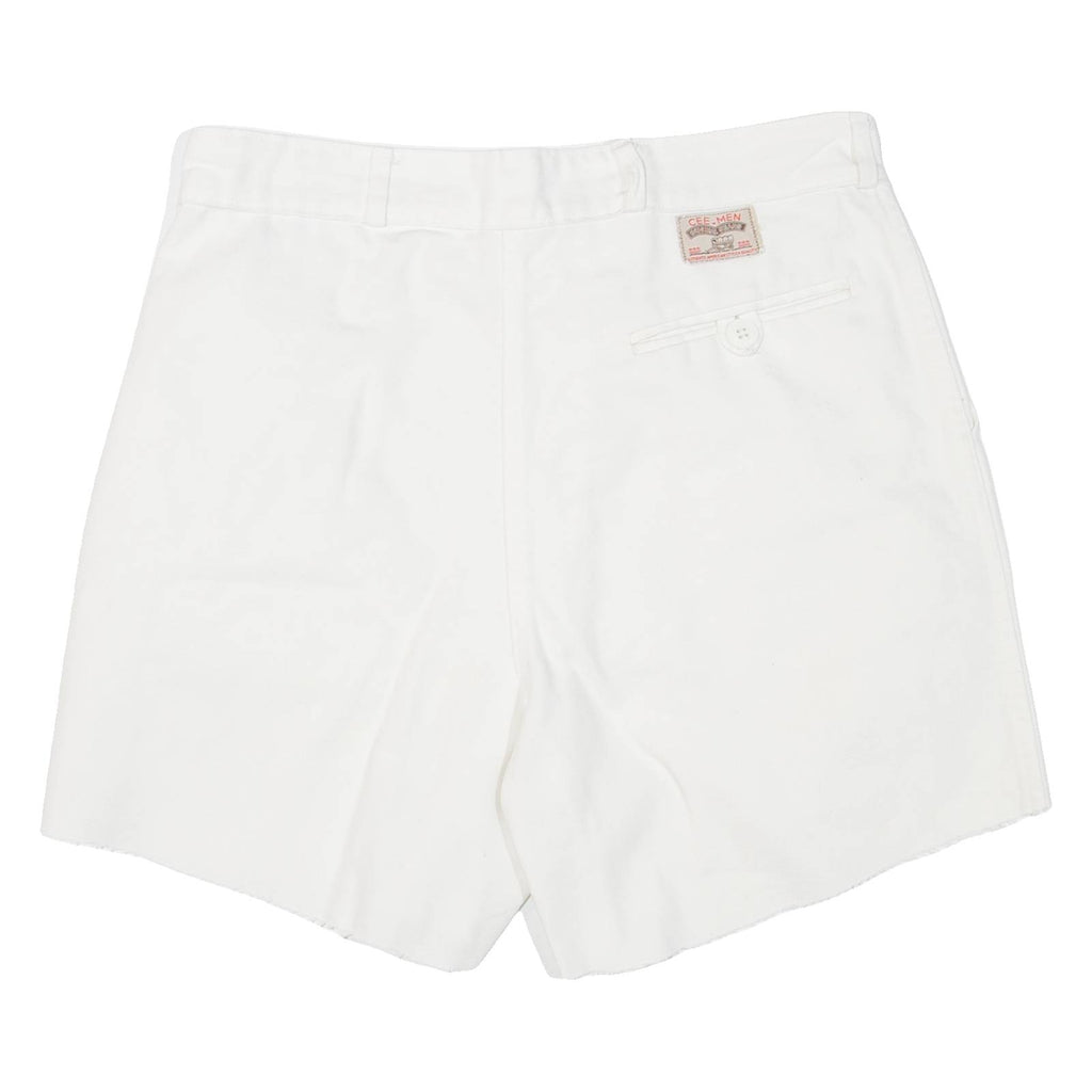 CEE-MEN Pleated Cut-Off Womens Casual Shorts White 90s M W31