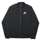 NIKE Mens Black Track Jacket L Polyester Zip Plain Lightweight Sportswear