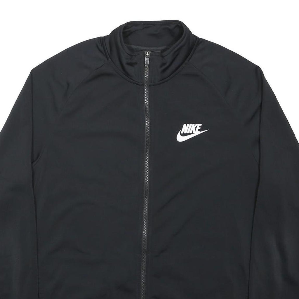 NIKE Mens Black Track Jacket L Polyester Zip Plain Lightweight Sportswear