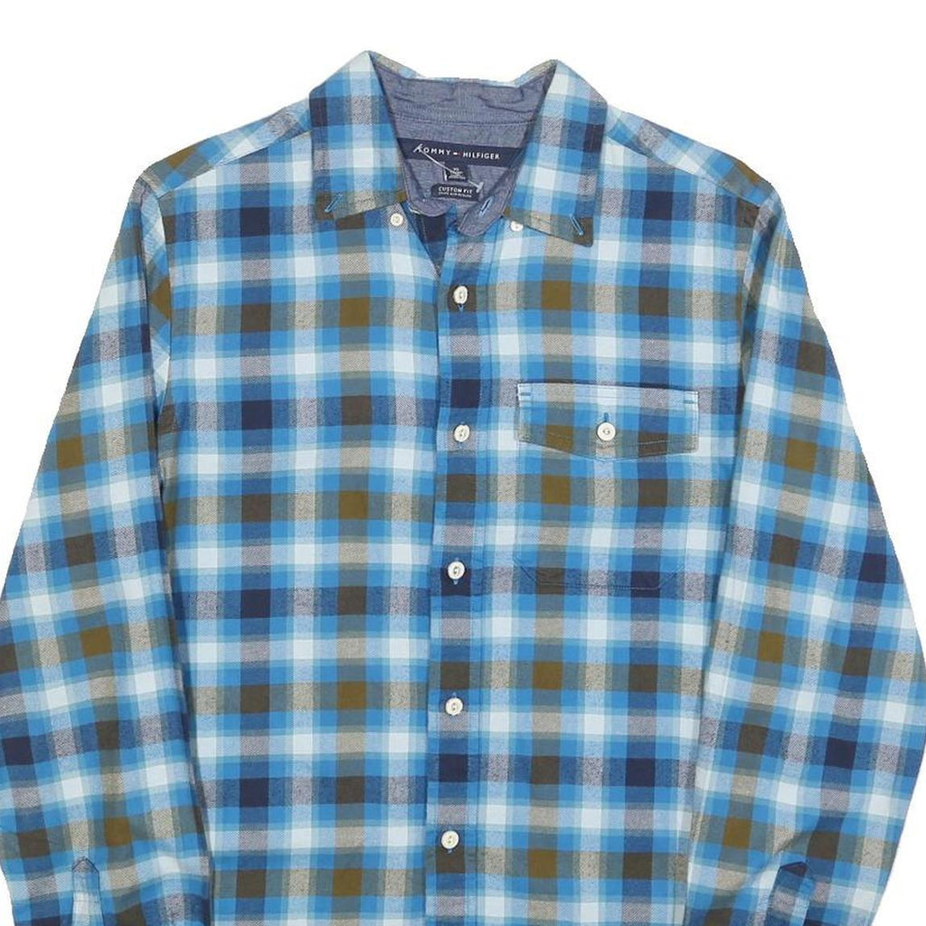 TOMMY HILFIGER Mens Blue & Green Checked Shirt XS Casual Button Up