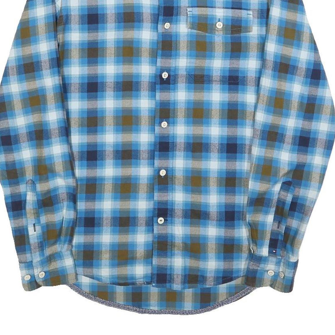 TOMMY HILFIGER Mens Blue & Green Checked Shirt XS Casual Button Up