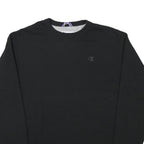 CHAMPION Mens Black Cotton Blend Crew Neck Sweatshirt L Classic Logo Casual