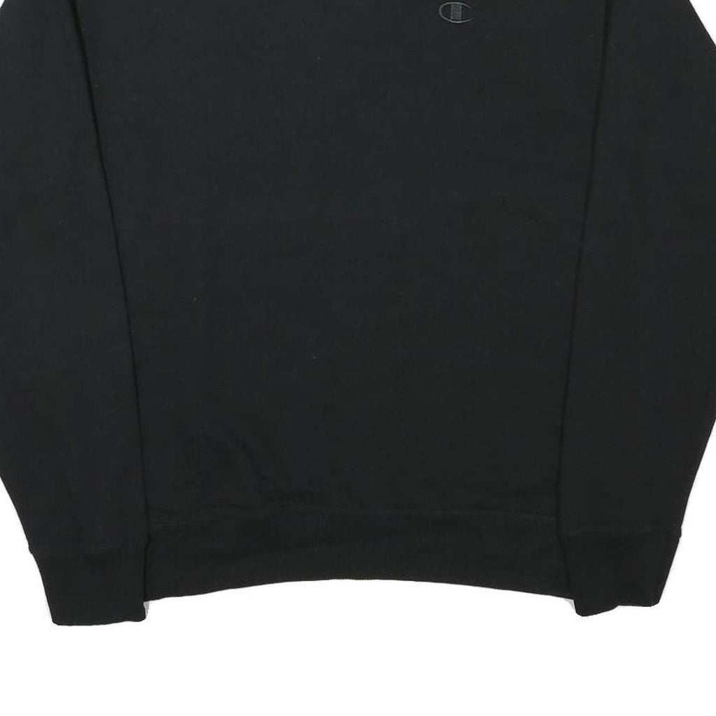 CHAMPION Mens Black Cotton Blend Crew Neck Sweatshirt L Classic Logo Casual