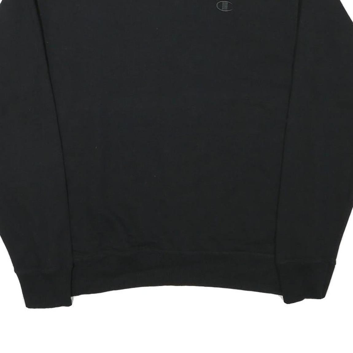 CHAMPION Mens Black Cotton Blend Crew Neck Sweatshirt L Classic Logo Casual