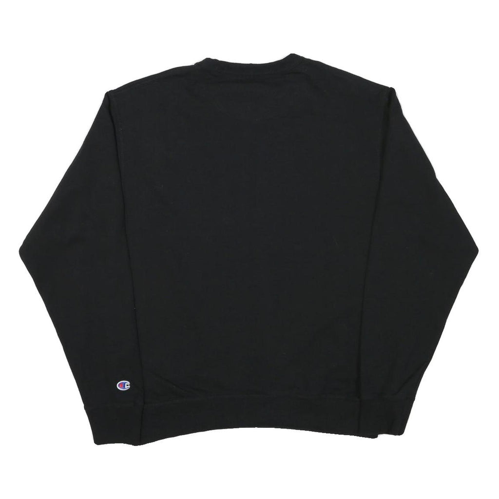 CHAMPION Mens Black Cotton Blend Crew Neck Sweatshirt L Classic Logo Casual