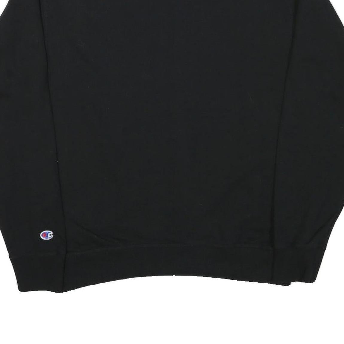 CHAMPION Mens Black Cotton Blend Crew Neck Sweatshirt L Classic Logo Casual