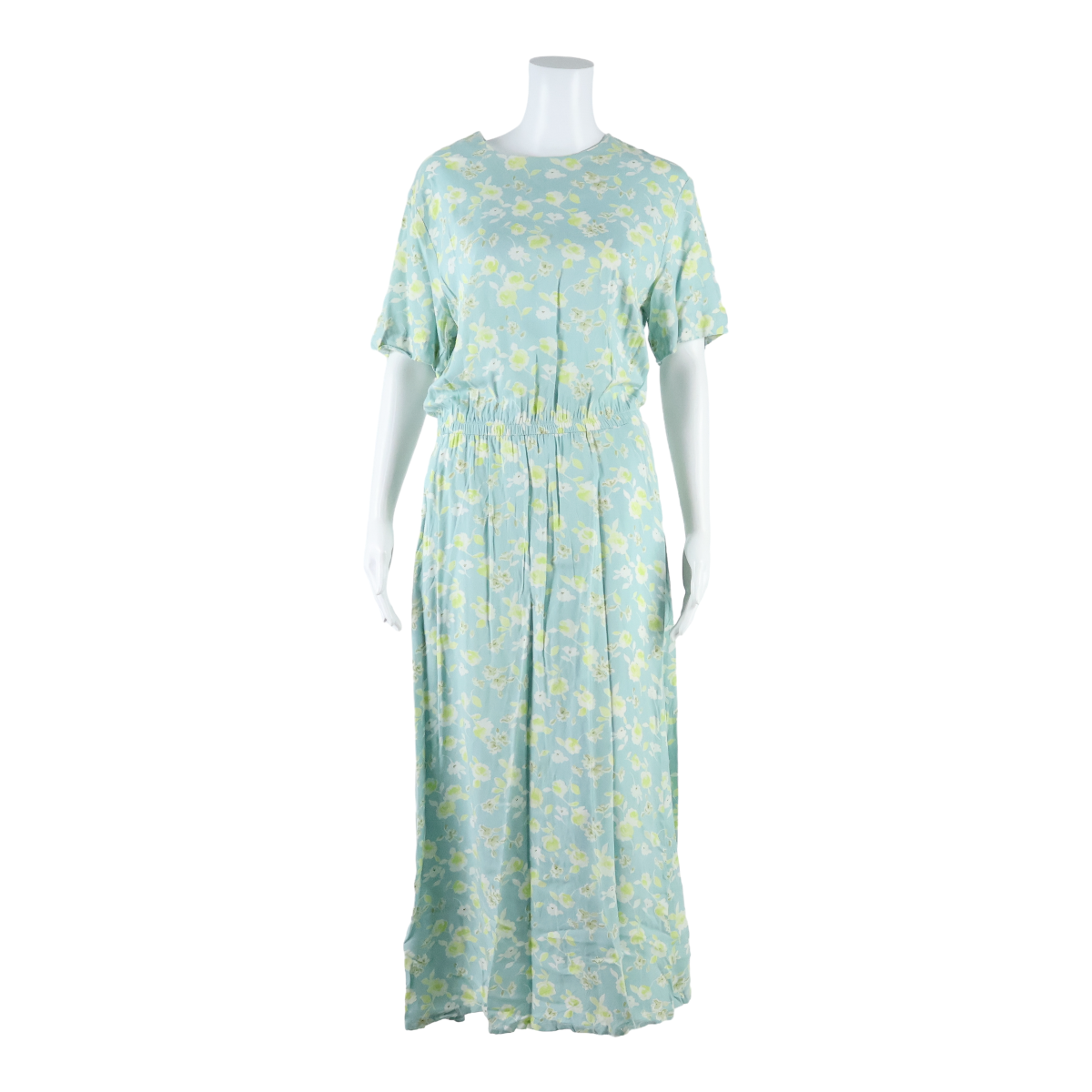 THE TOG SHOP Womens A-Line Dress Blue Floral Short Sleeve Long UK 10