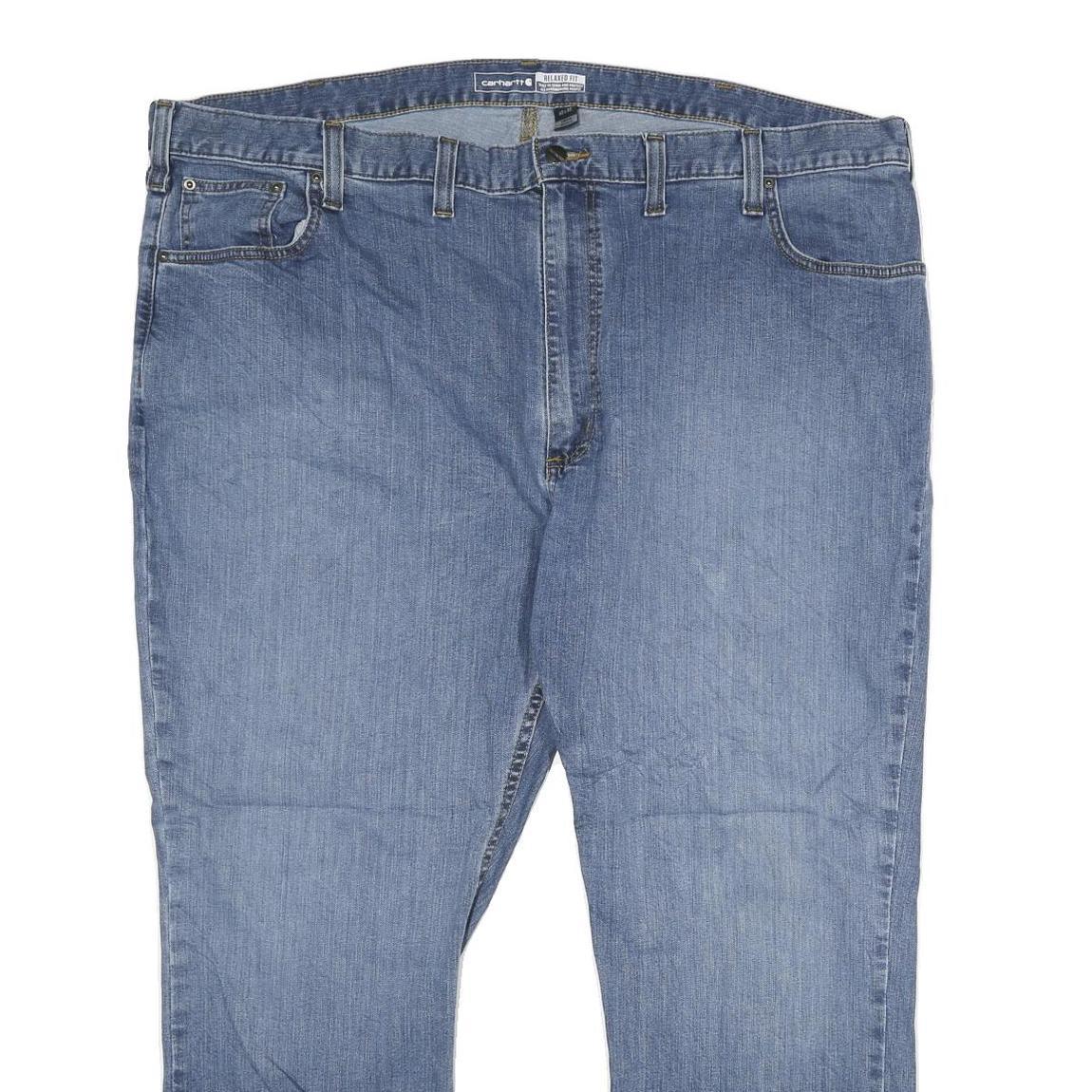 CARHARTT Mens Relaxed Blue Denim Jeans W48 L30 Zip Cotton Blend Workwear