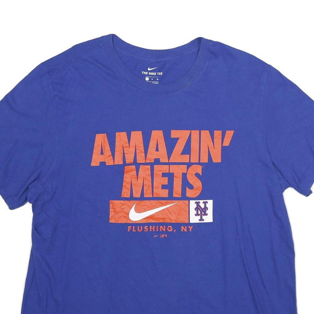 NIKE Mens Blue Amazin Mets Graphic T-Shirt XL Short Sleeve Crew Neck Cotton