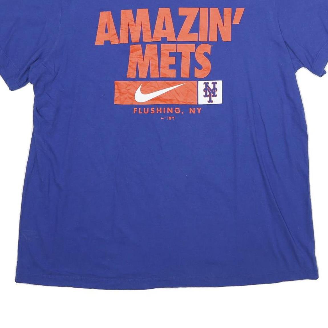 NIKE Mens Blue Amazin Mets Graphic T-Shirt XL Short Sleeve Crew Neck Cotton