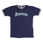 MAJESTIC Mens Blue & Grey Mariners Graphic Short Sleeve Crew Neck L T-Shirt