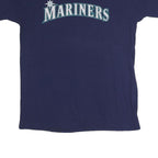 MAJESTIC Mens Blue & Grey Mariners Graphic Short Sleeve Crew Neck L T-Shirt