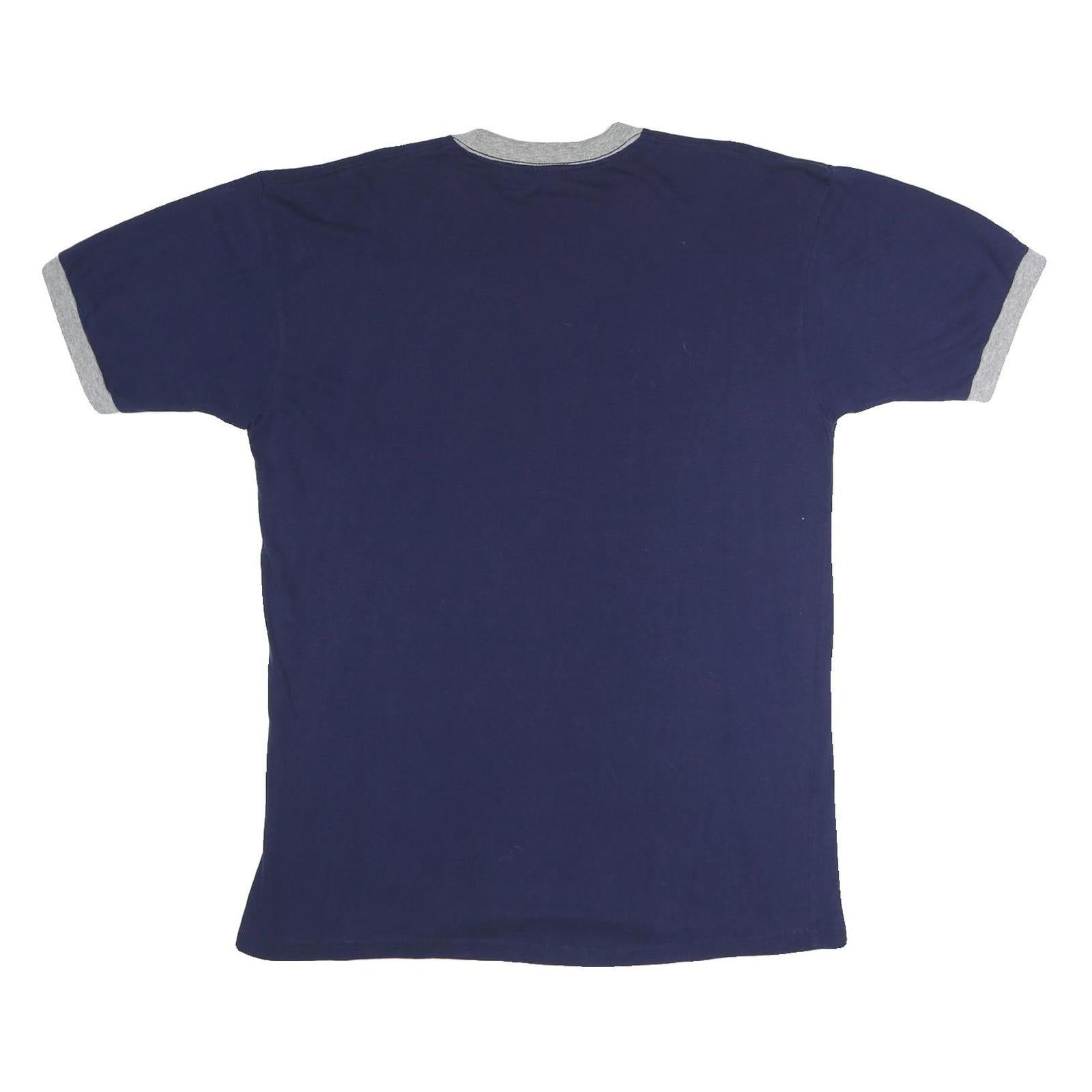 MAJESTIC Mens Blue & Grey Mariners Graphic Short Sleeve Crew Neck L T-Shirt