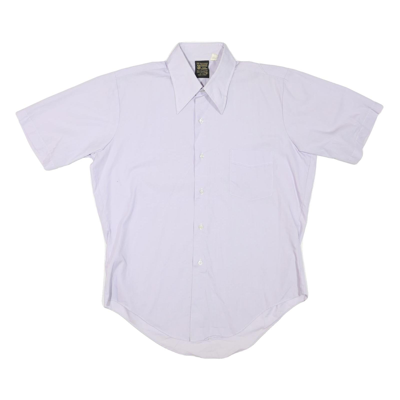 Mens White Shirts M Polyester Blend Short Sleeve Button Up Casual